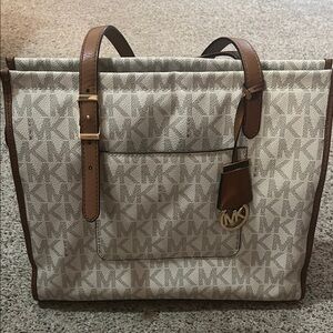 Michael Kors Beige and Brown Monogram Tote